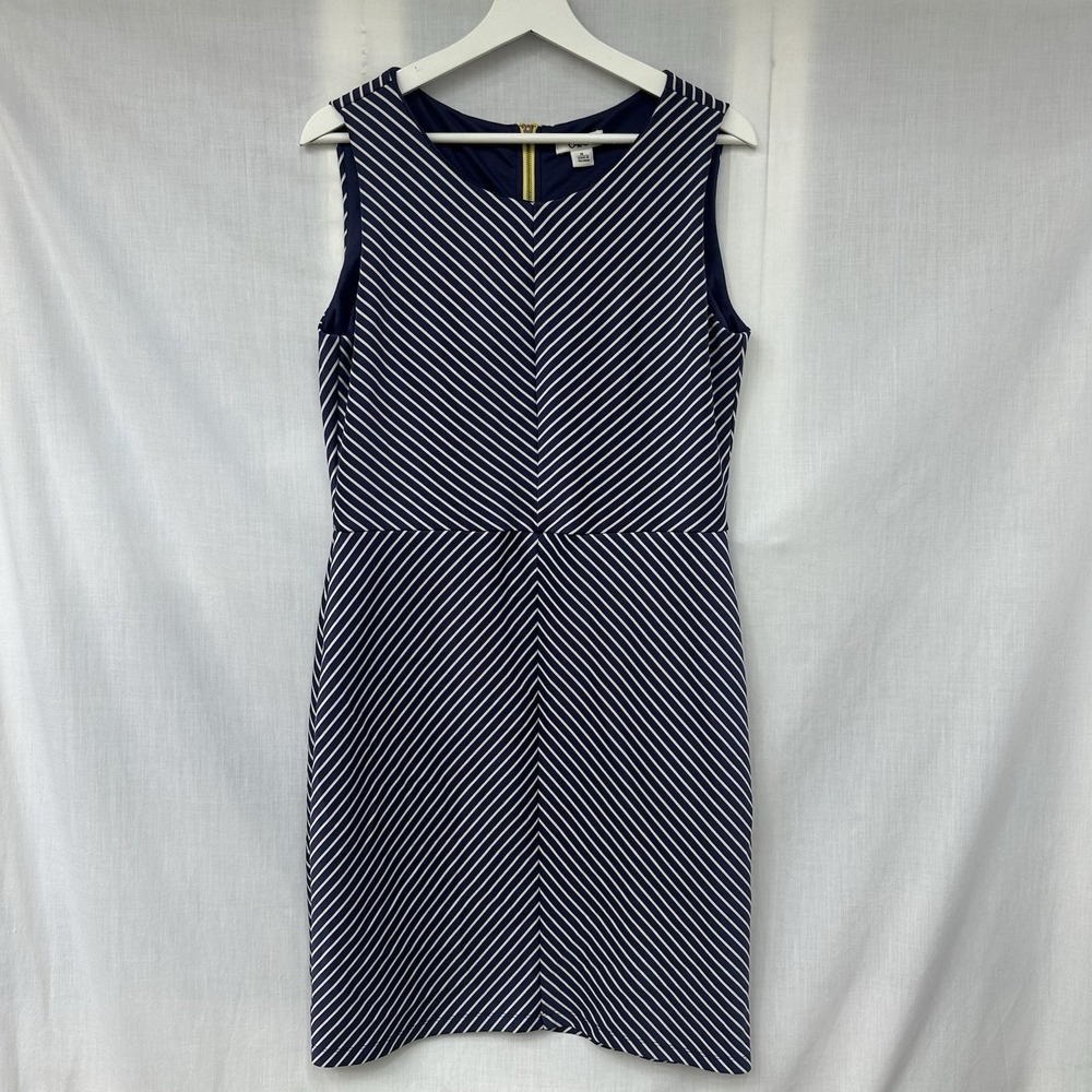 Cato Dress Womens Size 14 Blue White Striped Sleeveless‎ Zip Back Pencil Career